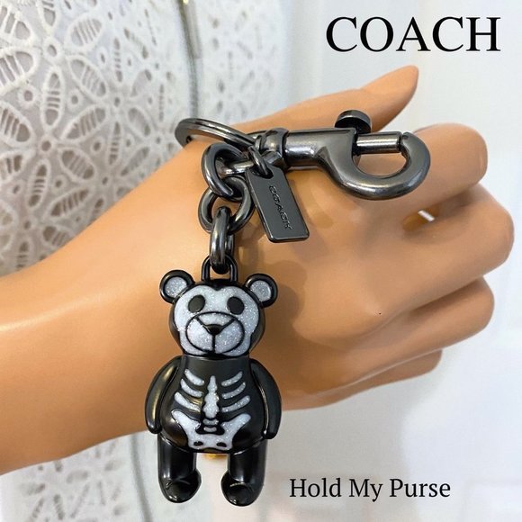 COACH Halloween Costume Bear Spooky Skeleton Keychain Bag Charm NWT